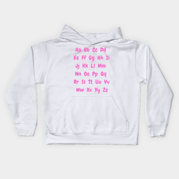 English alphabet in pink Kids Hoodie by LukjanovArt